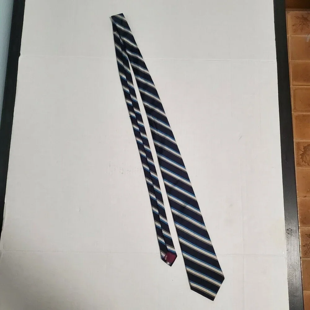 Oleg Cassini‎ Exclusive for Academy Awards Vintage Men's Tie Blue Silver Stripes